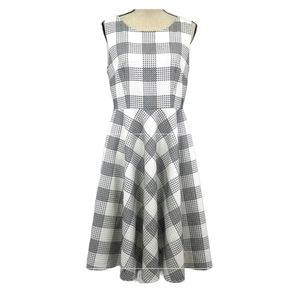 Talbots dress fit n flare 12p sleeveless black wh